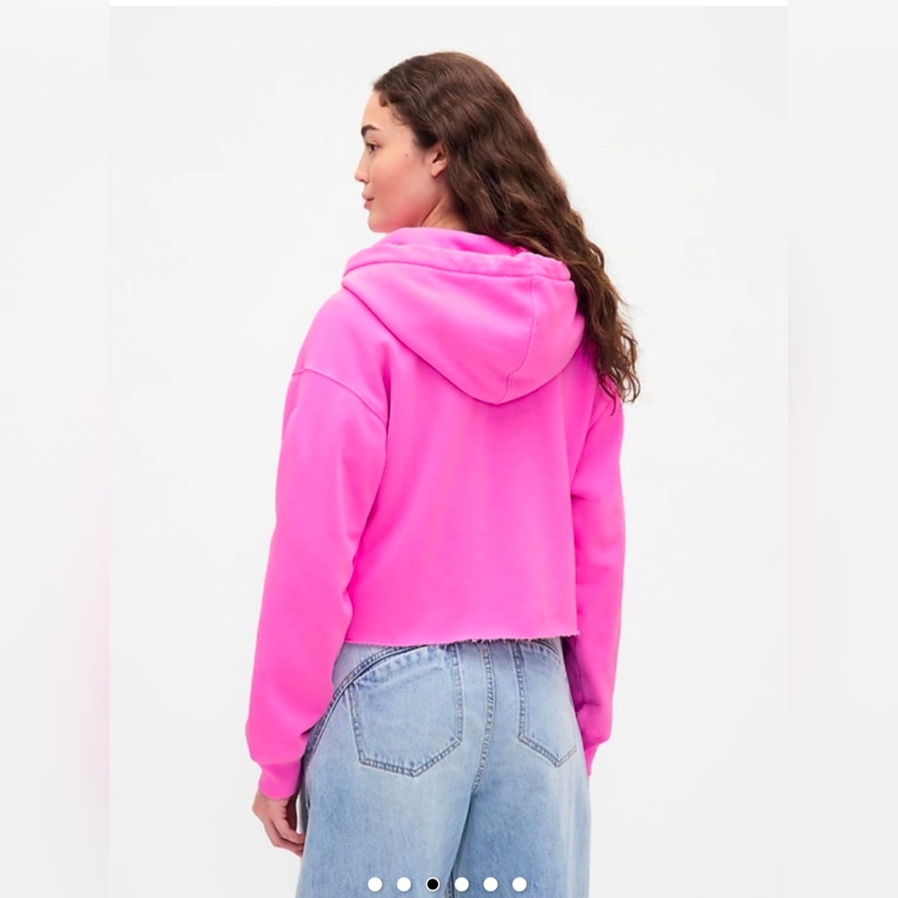 GAP Neon Pink Cropped Hoodie - Picture 4 of 12
